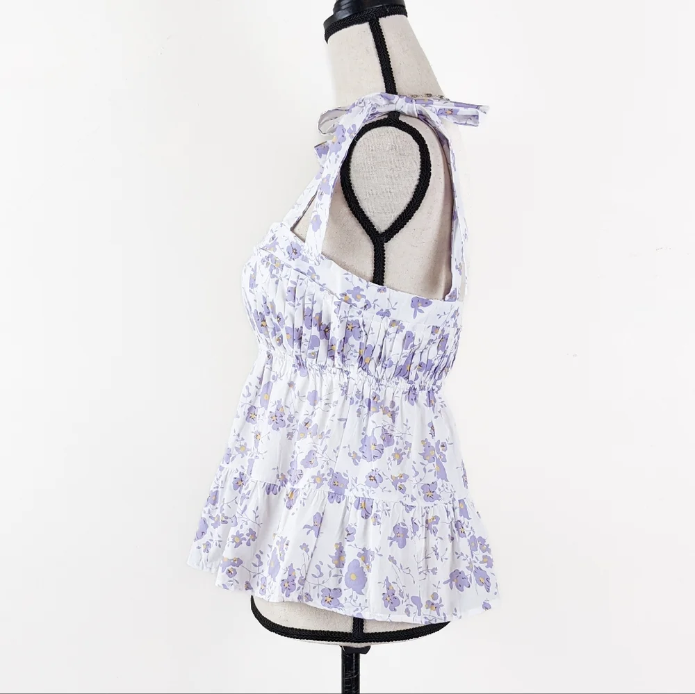 NWT Storia Floral Tie Strap Tank Top, Size Medium - Picture 2 of 6